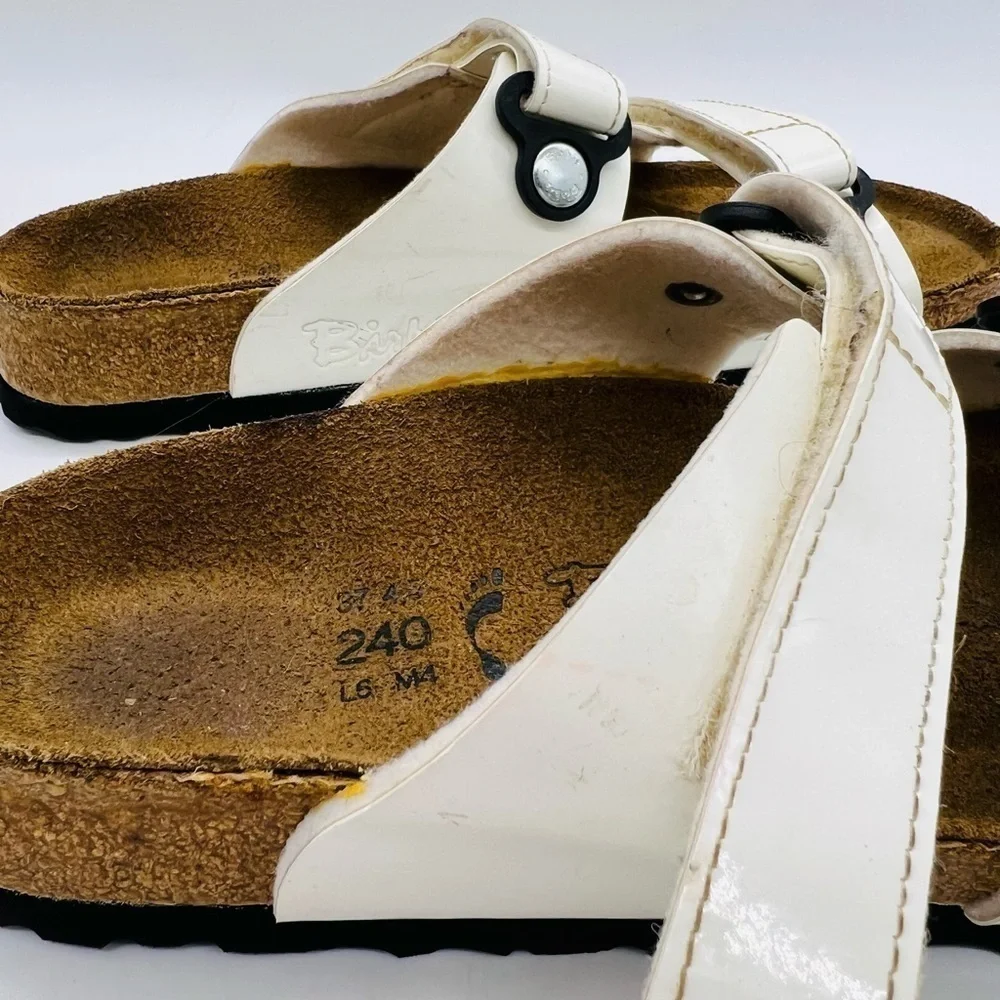 BIRKIES UNISEX WHITE VELCRO SLIP ON SANDALS SIZE W6 M4 - Picture 14 of 14